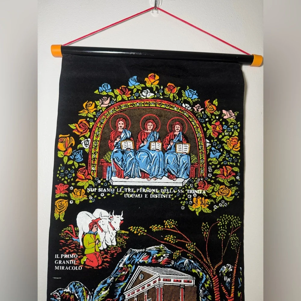 Santuario SS. Trinità Black Decorative Wall Tapestry Holy Trinity Scroll